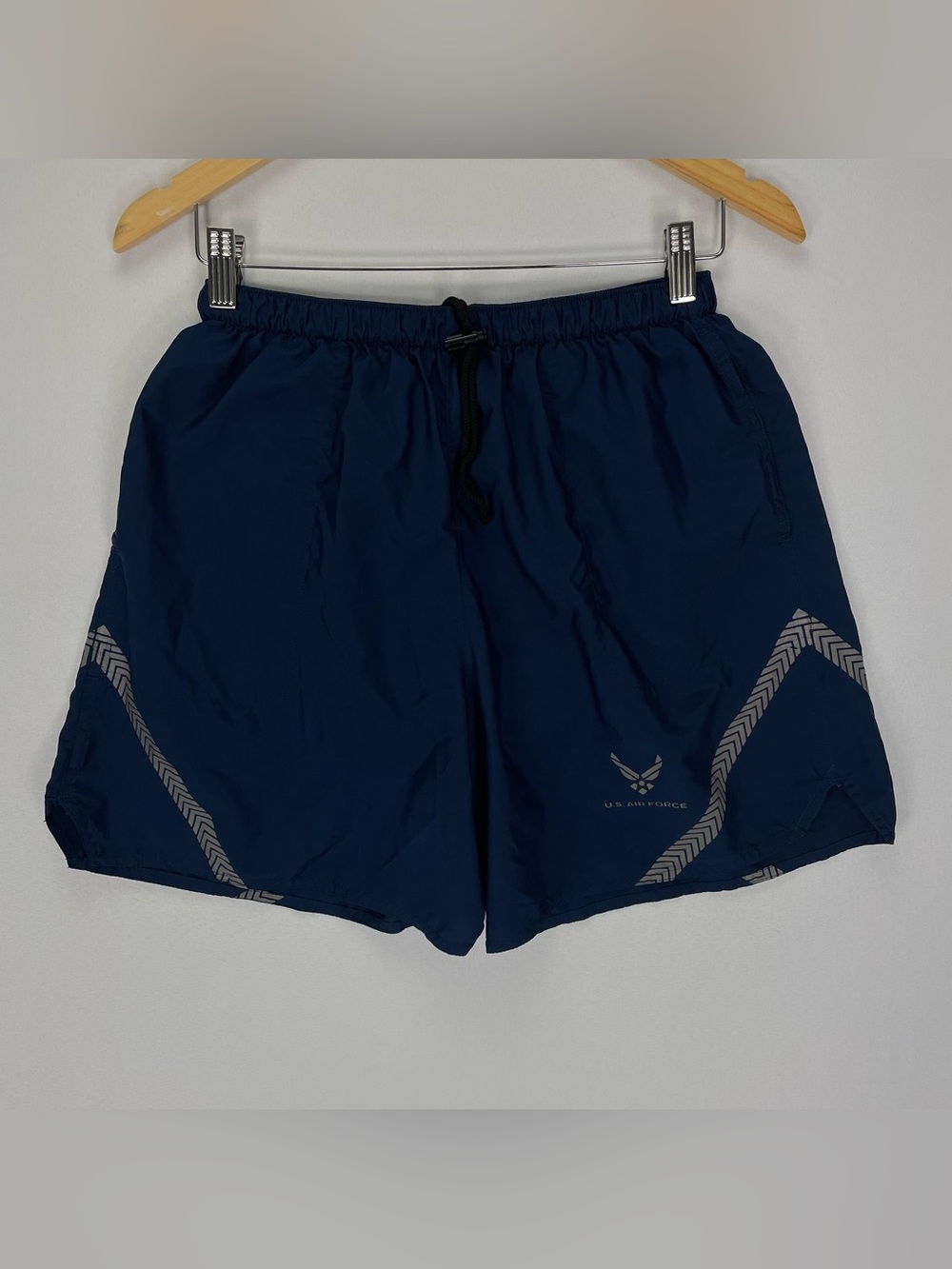 USAF Military Issued PT Shorts Adult Medium Blue Reflective Air Force Logo